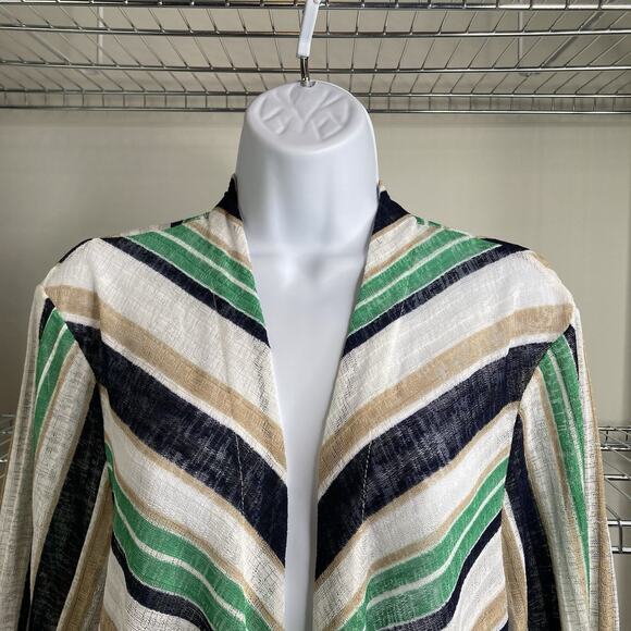 Chico's Travelers Green Striped Open‎ Front Kimono Cardigan Size 3 XL Statement - Picture 8 of 11